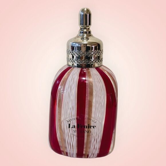 Vtg Murano Glass Perfume Bottle Vetreria Artistica Collectible Red White Murano - Picture 1 of 11